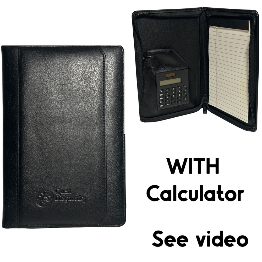 VTG LEED'S Planner Organizer Zip Around Blk. Calculator pen holder outter pocket